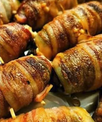 Bacon-wrapped jumbo poppers
